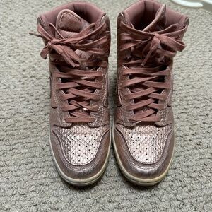 Nike sky hi dunks - metallic pink size 6.5